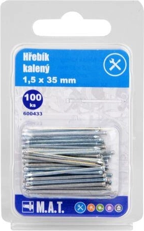 Kalené hřebíky 35 × 1,5 mm zinkované, 100 ks