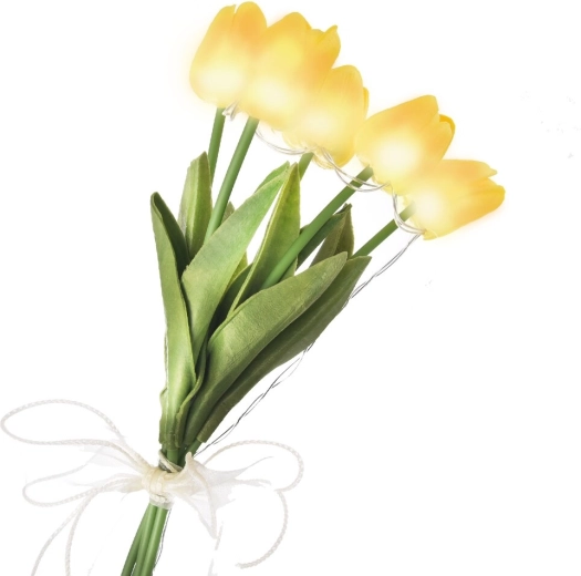 Dekorativní LED svazek tulipánů žlutý
