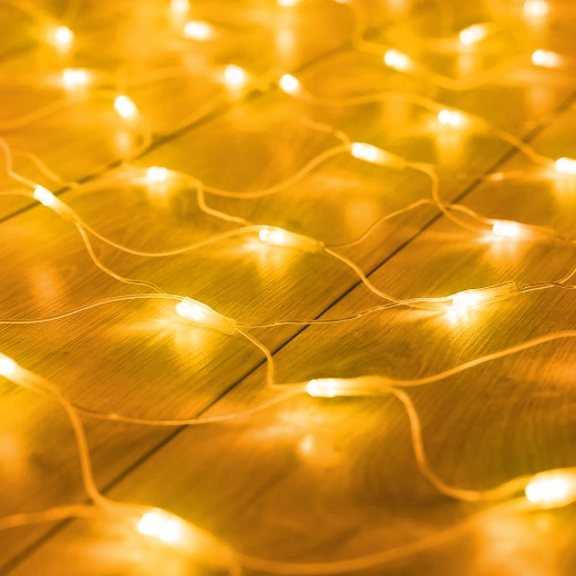 LED světelná síť s 100 teplými bílými LED a dálkovým ovládáním, 1,5 × 1,5 m