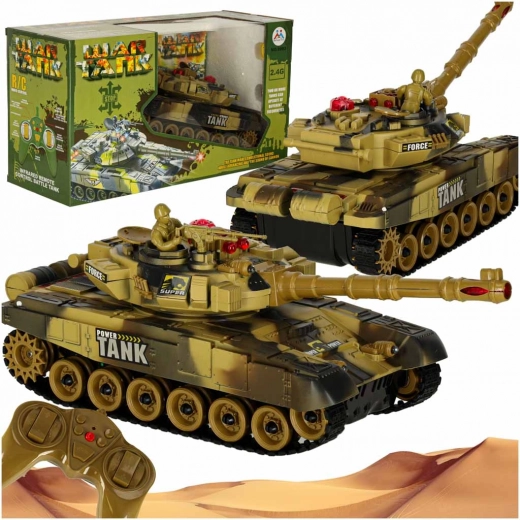 Rc vojenský tank do bitvy 2.4 ghz – pouštní kamufláž