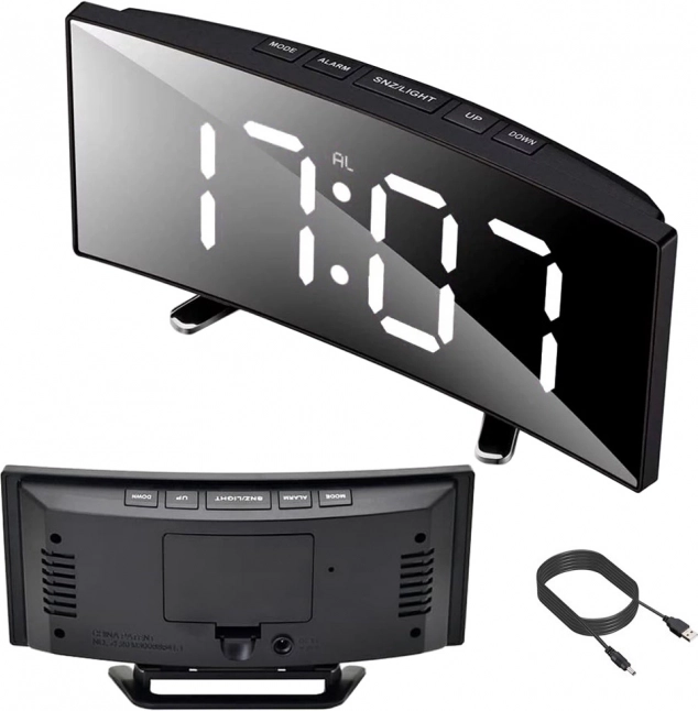 Digitální LED budík se zrcadlovým displejem a teploměrem