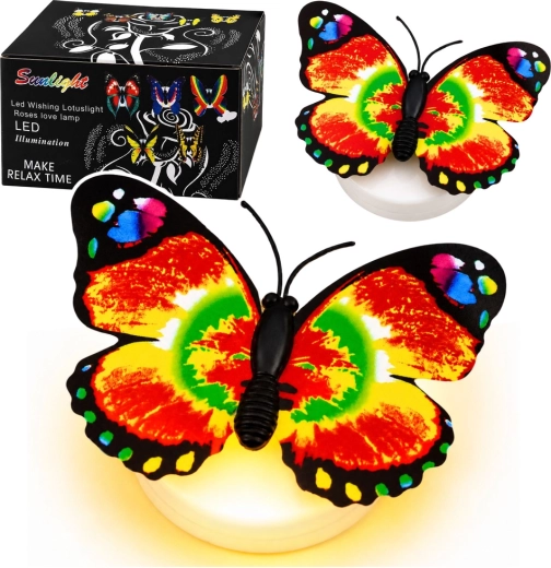 Svítící LED motýlek – samolepicí dekorace 6 × 5 cm