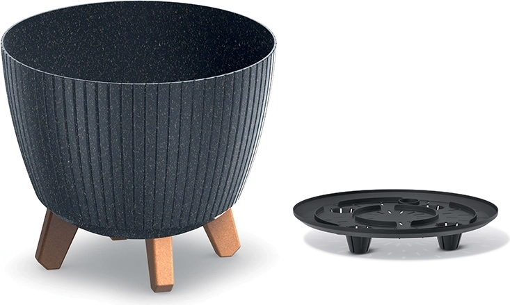 Květináč Lamia Eco Wood antracit 23,2 cm