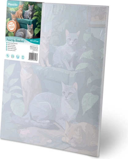 Připravené plátno na rámu a číslované zóny