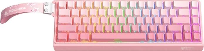 Mechanická herní klávesnice onikuma g69 růžová 60% rgb