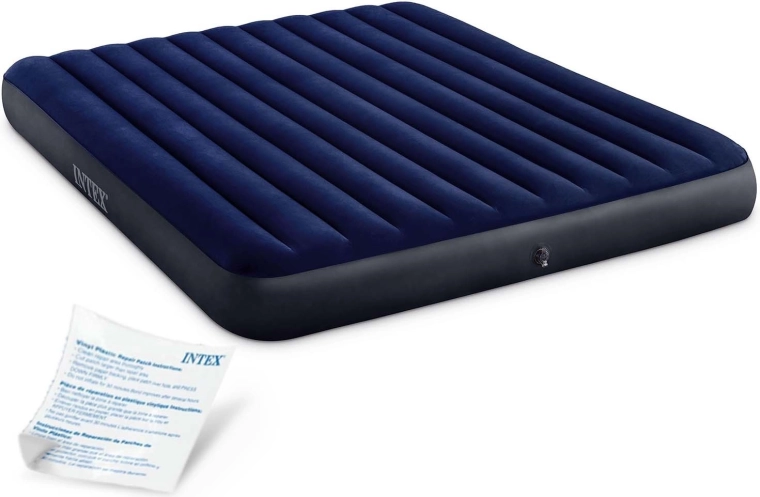 Nafukovací dvoulůžková matrace INTEX s velurovým povrchem 203 × 183 × 25 cm