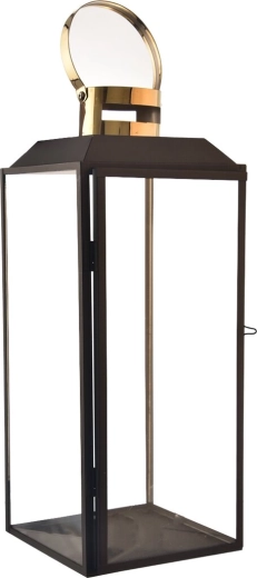 Velká dekorativní lucerna černo-zlatá 42 cm