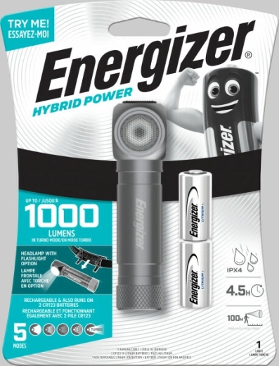 Energizer hybridní LED čelovka pro ruční i hands‑free použití, 1000 lm