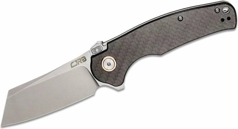 Skládací nůž CJRB Crag, stonewash čepel 8,4 cm, uhlíkové vlákno, černý