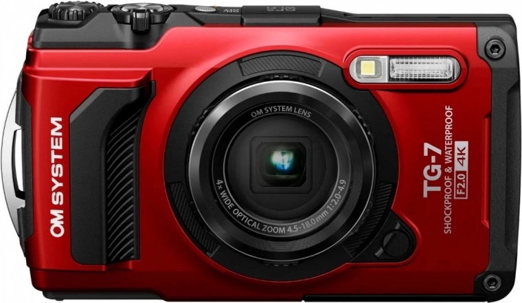 Odolný kompaktní fotoaparát OM SYSTEM Tough TG‑7 červený