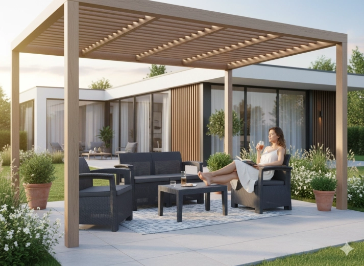 Elegantní stolek s dekorem dřeva