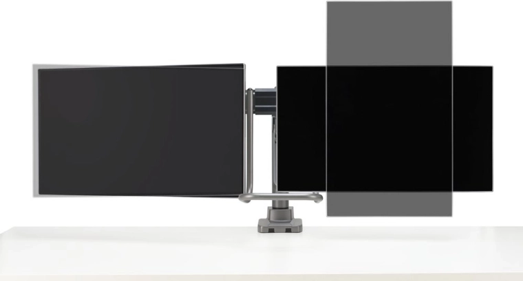 Nezávislé polohování obou monitorů na příčné liště