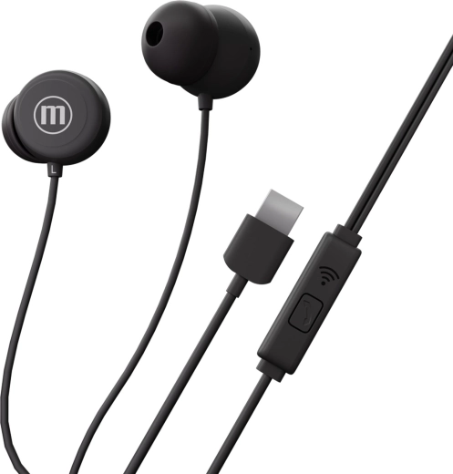 Maxell Inbax kabelová sluchátka do uší USB-C černá