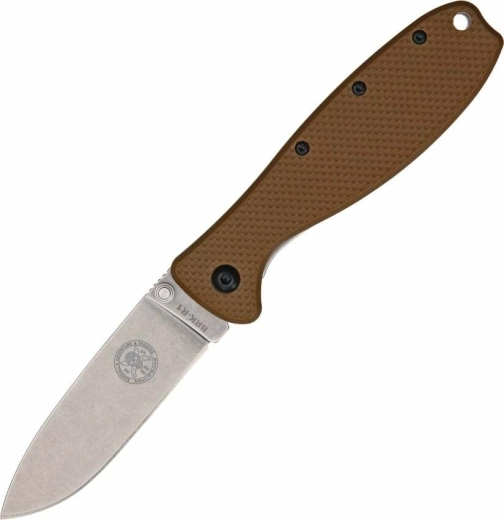 ESEE Zancudo kapesní nůž Coyote Brown 7,7 cm, stonewash, hnědý, FRN
