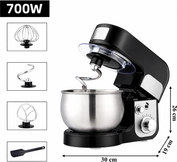Planetární kuchyňský robot s mísou 3 l 3v1 700 w - 1 kus