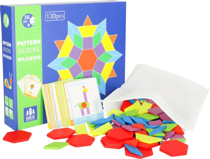 Dřevěná mozaiková Montessori skládačka 155 dílků