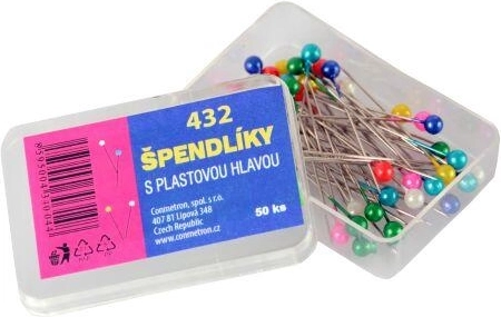 Kancelářské špendlíky s kulatou hlavičkou, mix barev, 50 ks