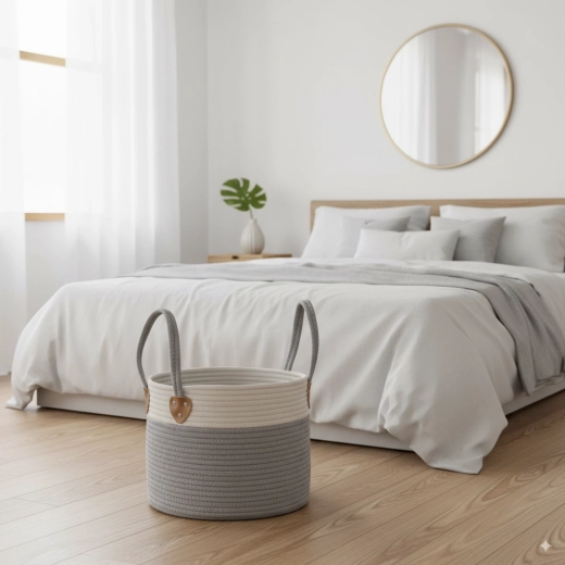 Kulatý úložný koš na prádlo a hračky 35 × 30 cm – šedý