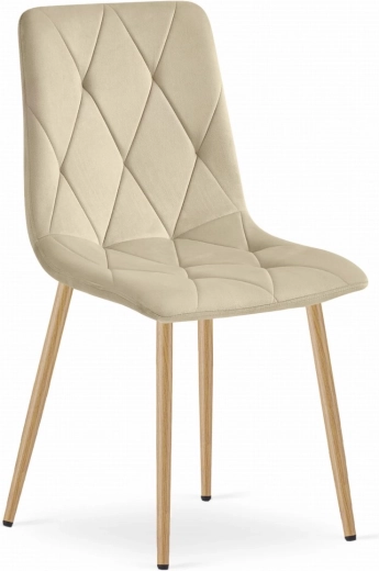 Béžová čalouněná sametová jídelní židle s prošíváním