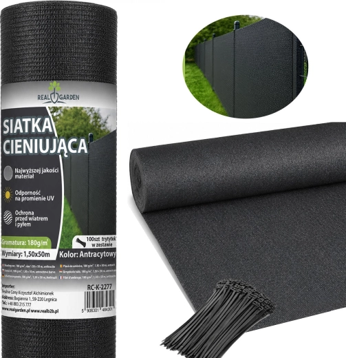 Stínící a maskovací síť 1,5 × 50 m 95 % 180 g/m² + 100 stahovacích pásků