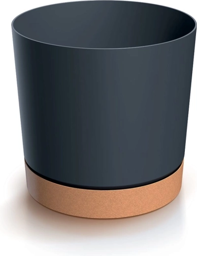 Květináč s miskou TUBO ECO 14,8 cm antracit/naturo
