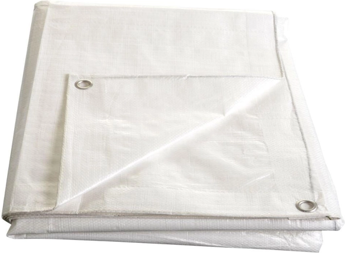 Plachta s oky 6 × 10 m bílá 140 g/m² kašírovaná