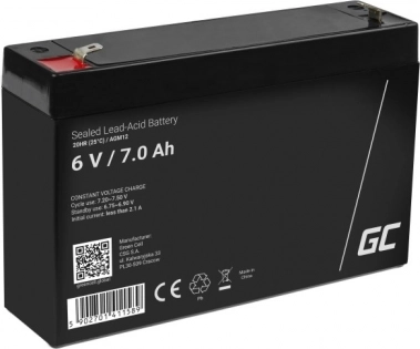 Dobíjecí AGM baterie 6 V 7 Ah pro UPS a alarmy GREEN CELL