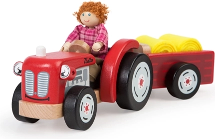 Tidlo dřevěný traktor s vlečkou