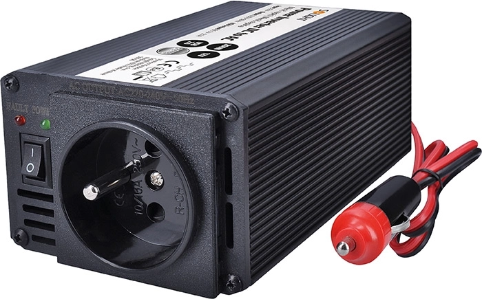 Solight měnič napětí 12 V na 230 V 200 W s USB, kovový, černý