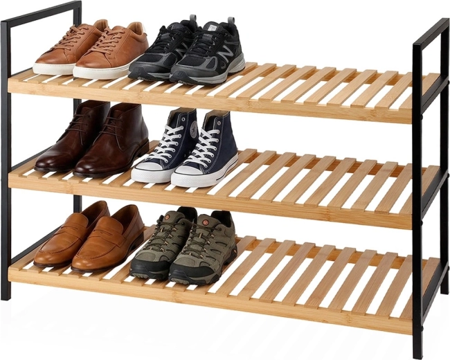 Storage Solutions bambusový botník se 3 policemi 70 × 30 × 48 cm - 1 kus