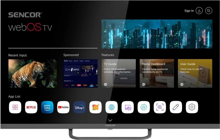 Sencor led televize 32" smart webOS s Wi‑Fi a Bluetooth