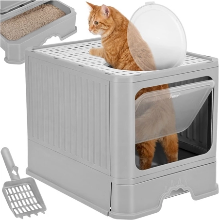 Krytá kočičí toaleta se zásuvkou a lopatkou Purlov 50 × 36 × 38 cm