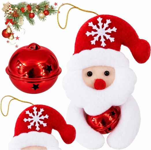 Vánoční závěsná dekorace Santa Claus se zvonečkem 12 cm