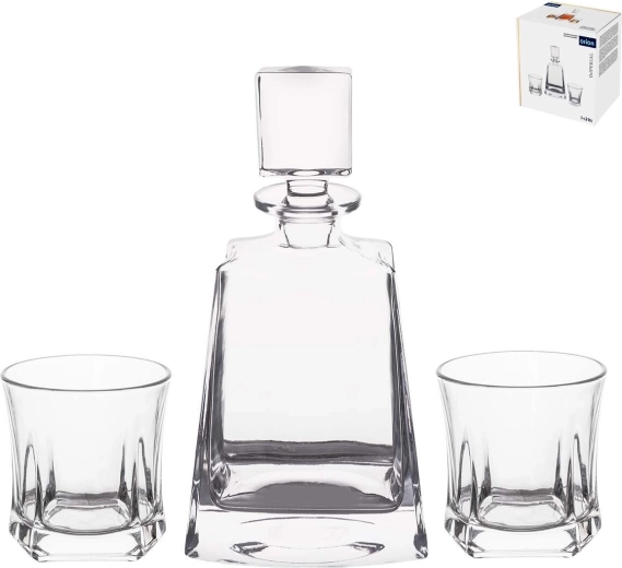 Skleněná karafa na whisky Imperial robust se 2 sklenicemi