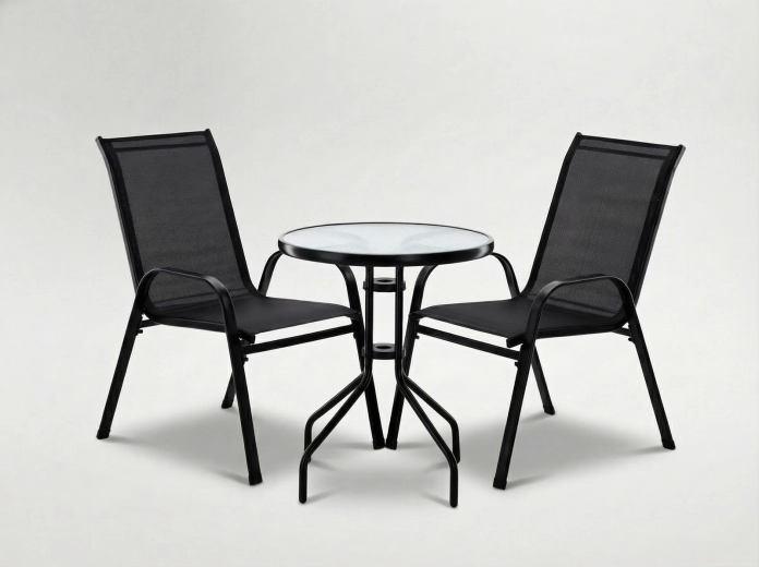 Balkonový set 2 židle a stolek, černý
