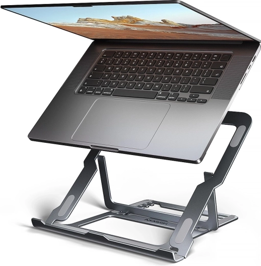 Hliníkový stojan na notebook AXAGON 10–17,3" s 8 polohami, šedý
