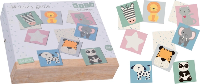 Pexeso pro děti se zvířaty 7 × 7 cm v krabičce (24 ks)