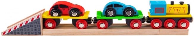 Dřevěný nákladní vlak s auty a kolejemi BIGJIGS RAIL