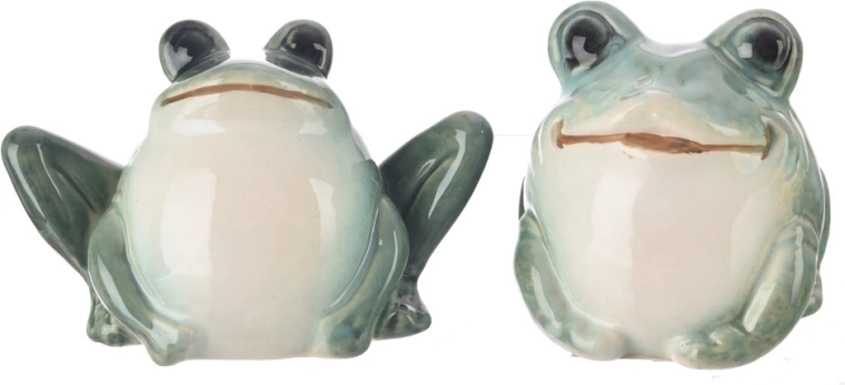 Porcelánová dekorace žába zeleno-bílá 12 cm