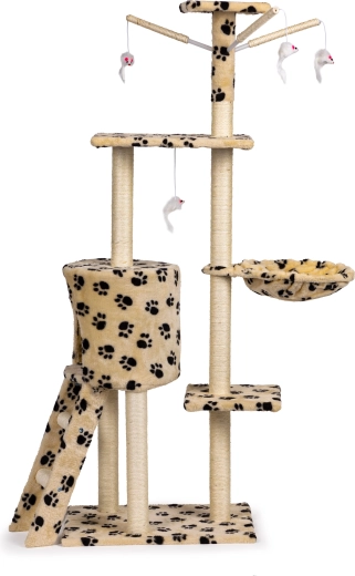 Kočičí škrabadlo s domečkem a pelíškem 138 cm PETSI