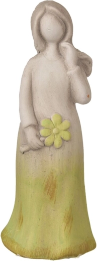 Keramický anděl s kytičkou šedo-zelený 24 cm