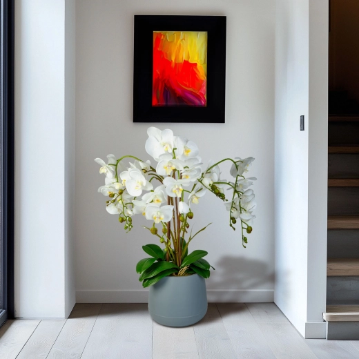 Umělá dekorativní orchidej bílá 83 cm