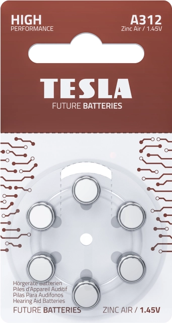 Baterie do naslouchátek TESLA A312/PR41 1.45V 6 ks