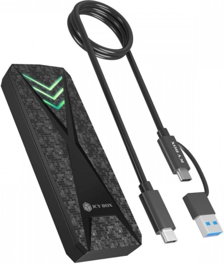 Externí pouzdro na SSD NVMe M.2 s USB‑C a RGB podsvícením