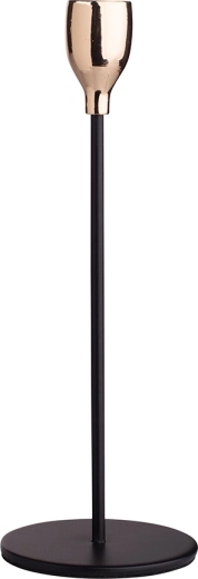 Svícen na tenkou svíčku černo-zlatý 22,5 cm