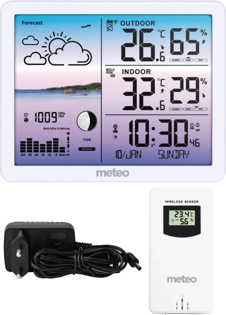 meteostanice s bezdrátovým senzorem METEO SP107, bílá
