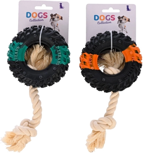 Hračka pro psa lano a guma 20 cm (2 varianty)