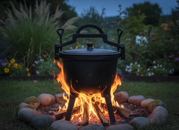 Stabilní třínožka pro vaření nad ohněm