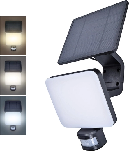 Solight LED solární venkovní nástěnné světlo se senzorem 11 W 1200 lm 3 CCT černé - 1 kus