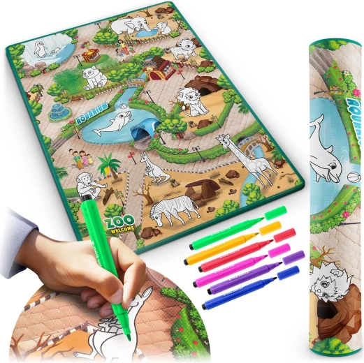 Velká omyvatelná podložka 90 × 120 cm se zoo motivy